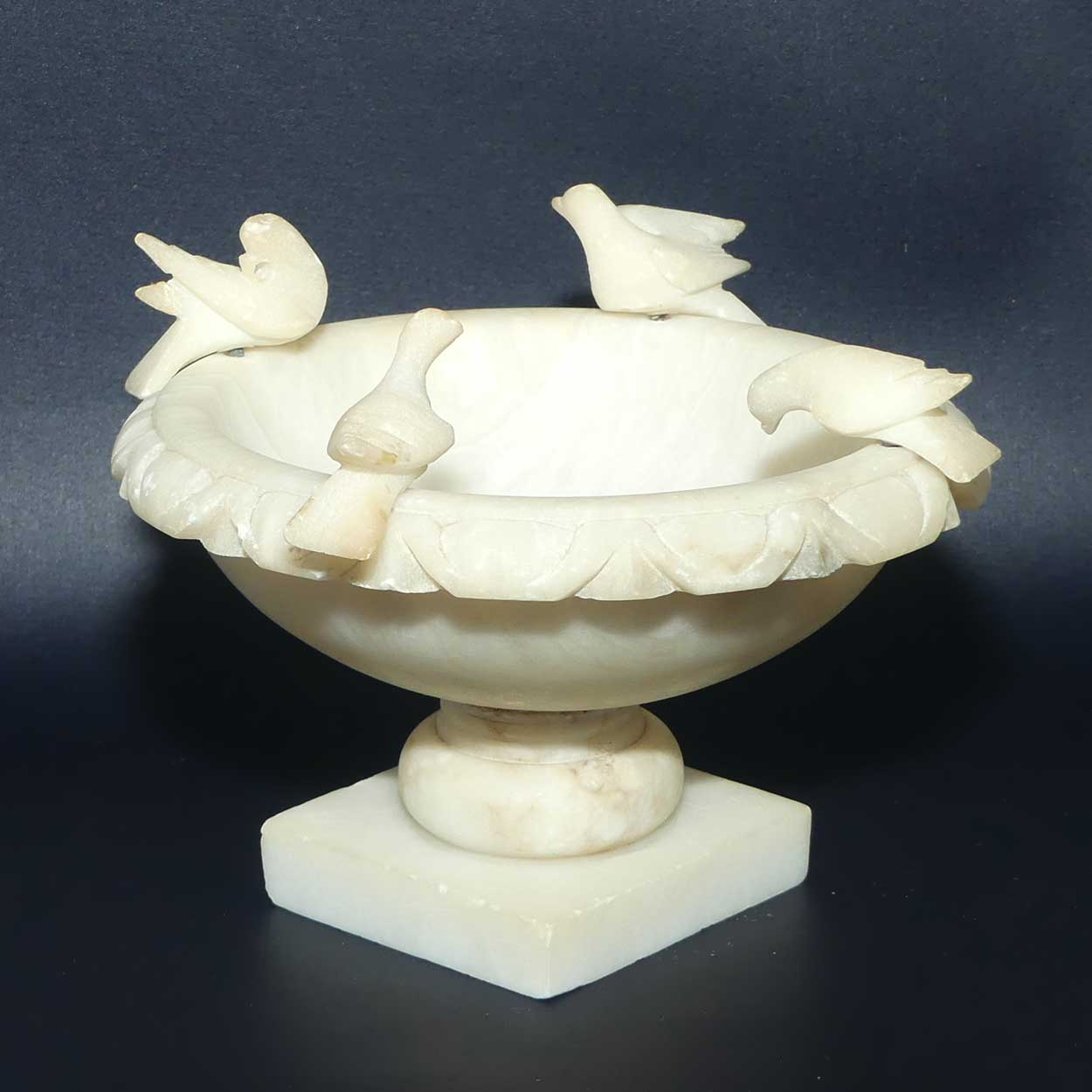 Vintage Italian Marble and Alabaster Fountain | Small size | 4 Birds at Fountain