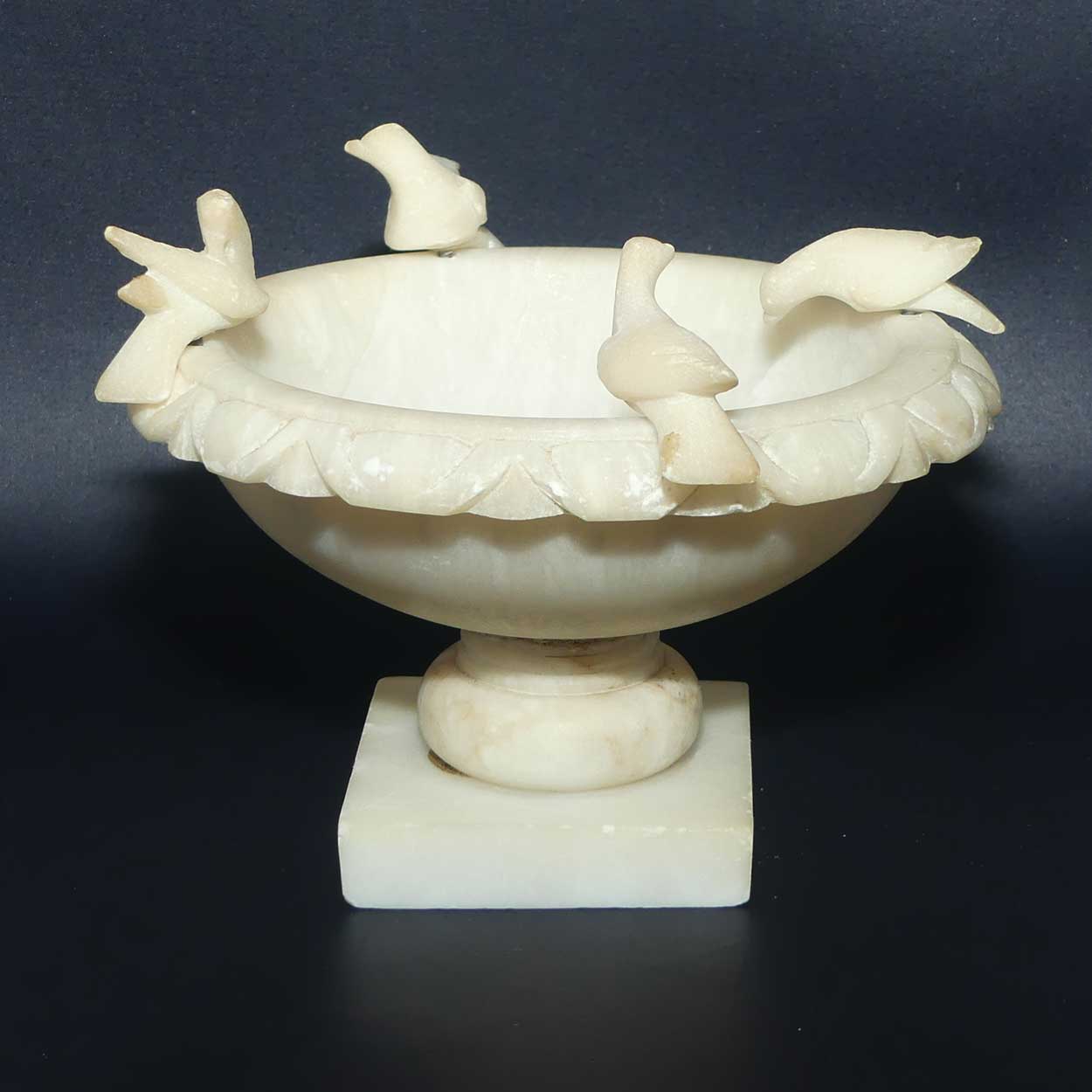 Vintage Italian Marble and Alabaster Fountain | Small size | 4 Birds at Fountain