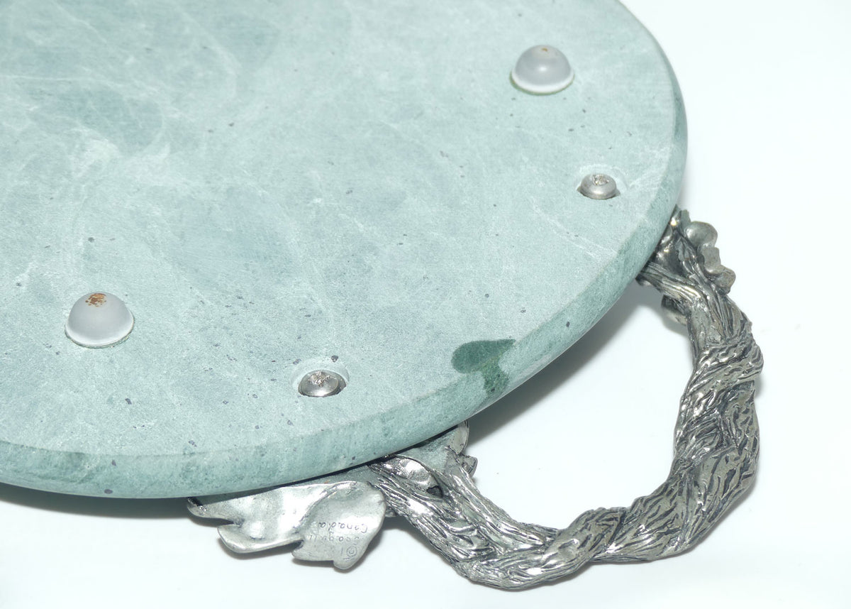 Seagull Pewter Canada Grape and Vine Dark Green marble serving tray