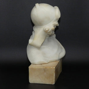 Art Deco Alabaster bust of a female race car driver signed Giusto Viti c.1920