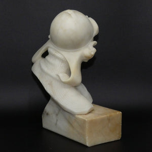 Art Deco Alabaster bust of a female race car driver signed Giusto Viti c.1920