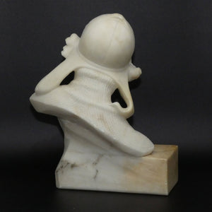 Art Deco Alabaster bust of a female race car driver signed Giusto Viti c.1920