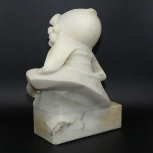 Art Deco Alabaster bust of a female race car driver signed Giusto Viti c.1920