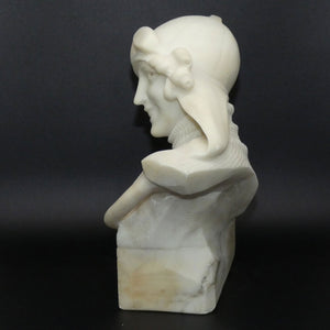 Art Deco Alabaster bust of a female race car driver signed Giusto Viti c.1920