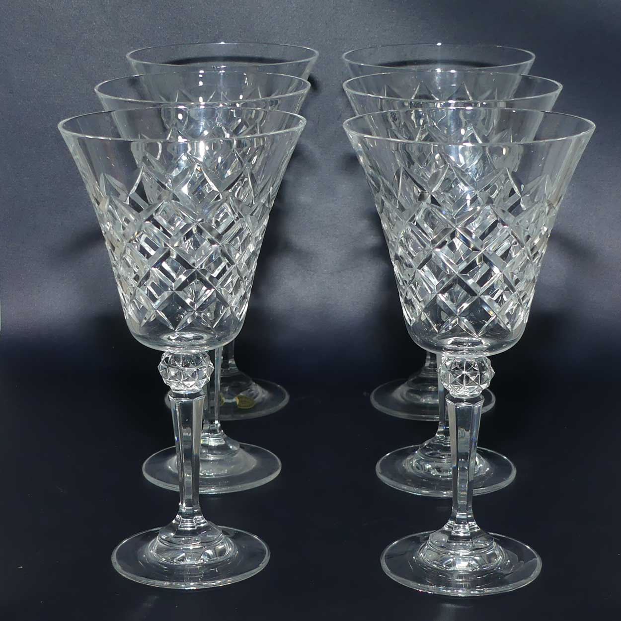 Set of 6 Bohemia Crystal Margaret Diamond wine glasses | 175ml | in original box