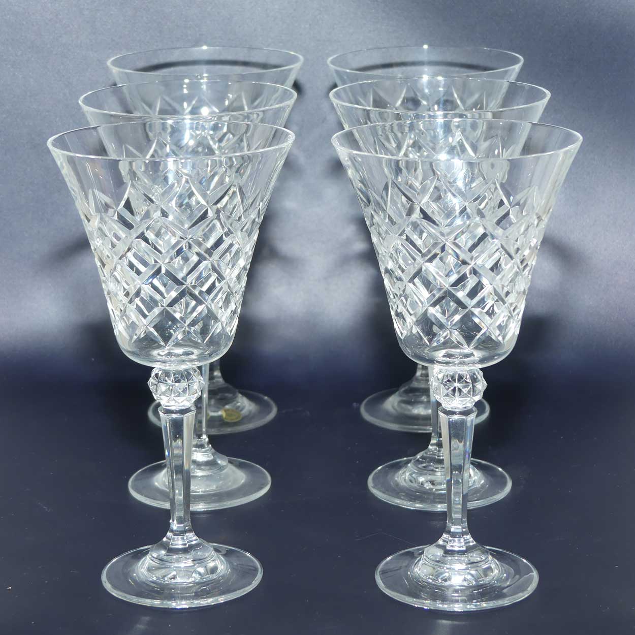 Set of 6 Bohemia Crystal Margaret Diamond wine glasses | 175ml | in original box