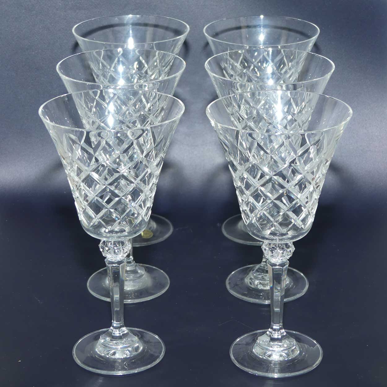 Set of 6 Bohemia Crystal Margaret Diamond wine glasses | 175ml | in original box