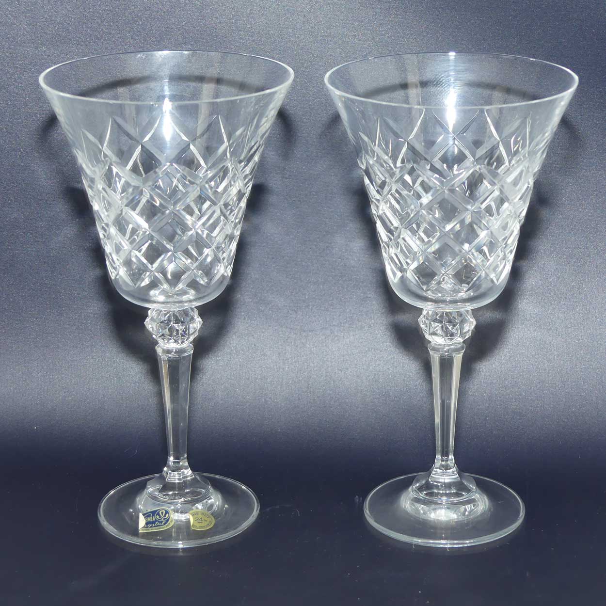 Set of 6 Bohemia Crystal Margaret Diamond wine glasses | 175ml | in original box
