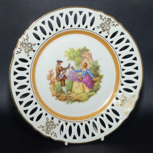 Maria Theresa Fine China Limoges style cabinet plate | Reticulated Border