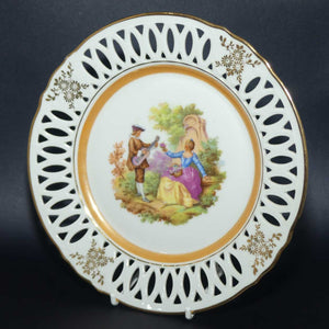 Maria Theresa Fine China Limoges style cabinet plate | Reticulated Border