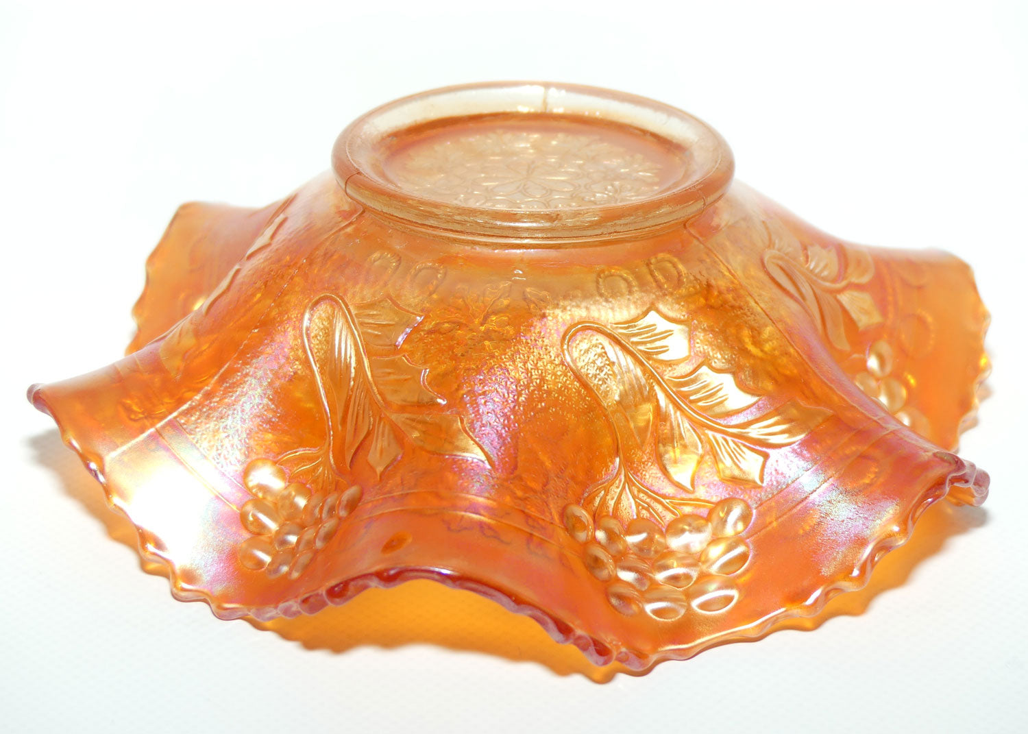Fenton Marigold Carnival Glass fluted rim bowl | Cherry Chain