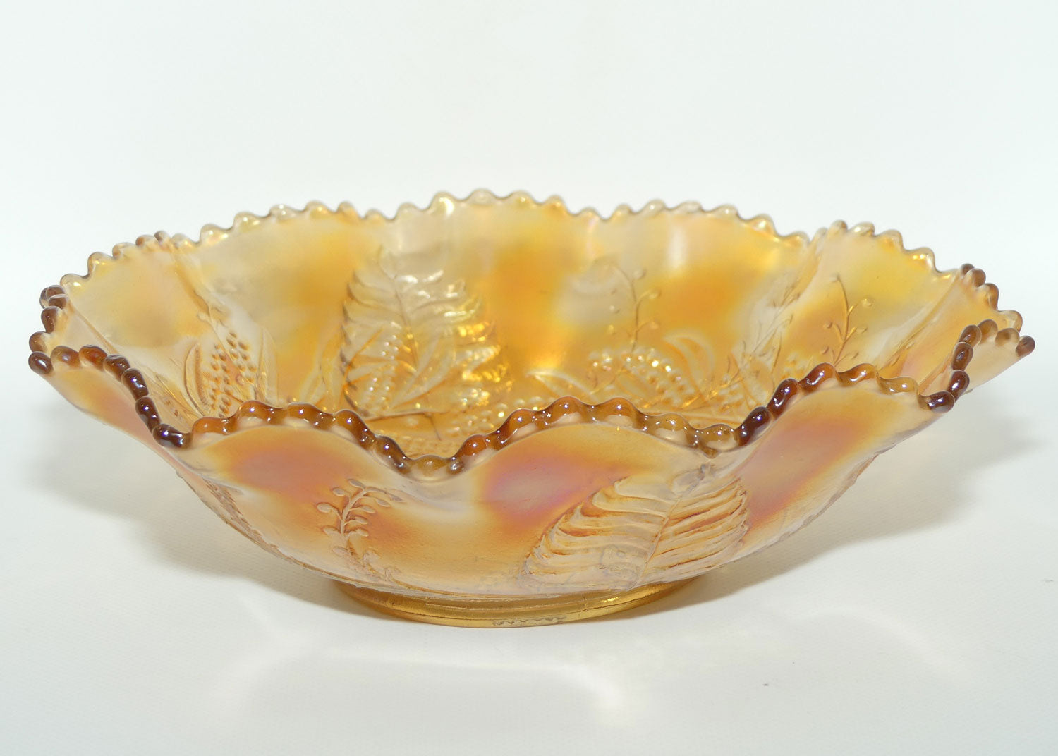 Australian Carnival Glass | Marigold Piping Shrike Master Bowl