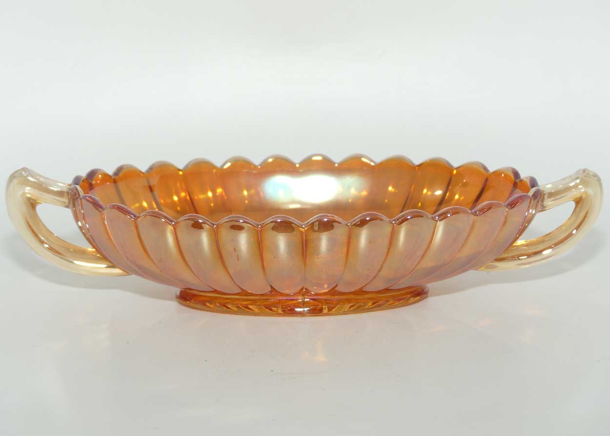 Carnival Glass | Marigold | twin handle oval sundae dish
