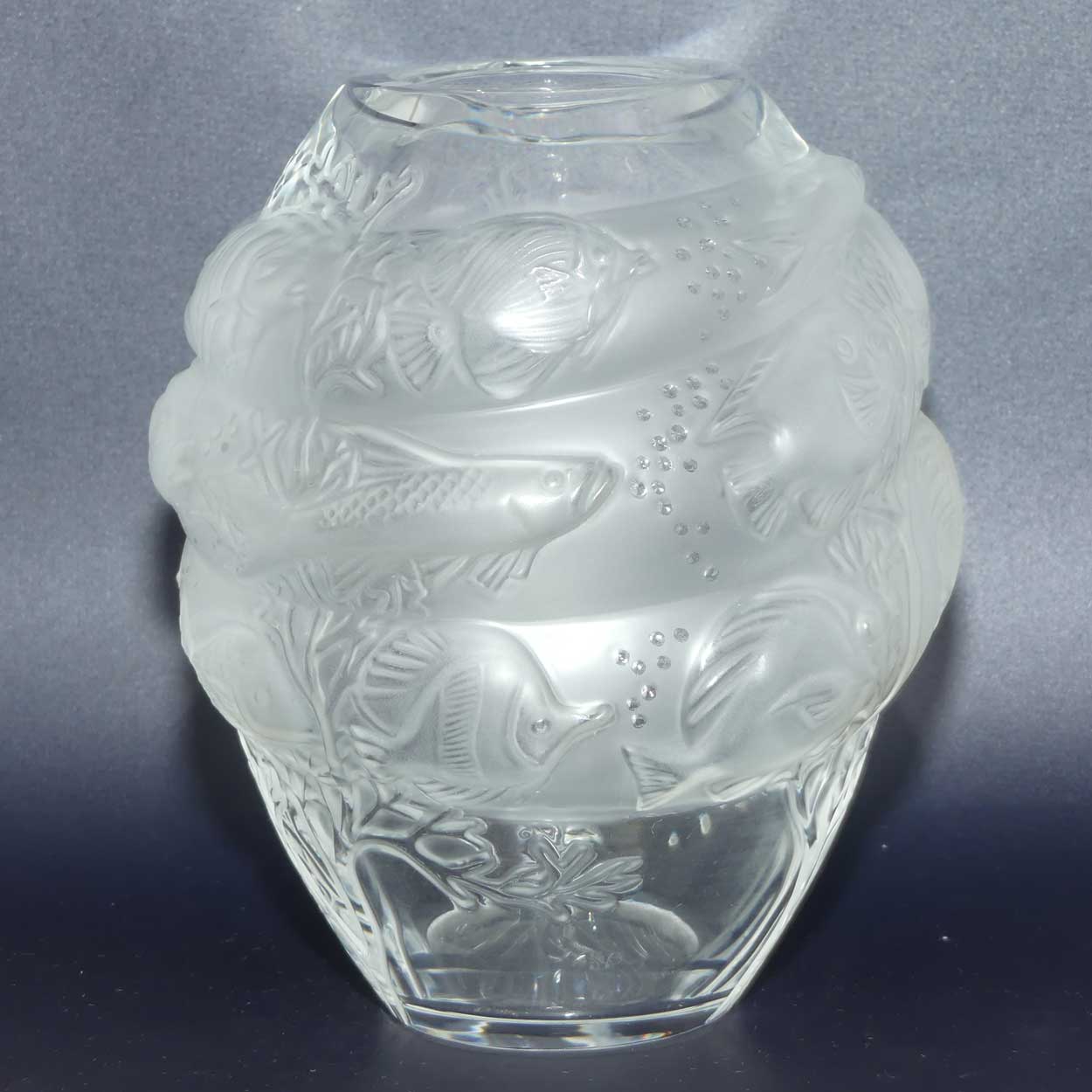 Lalique France Frosted Marina | Fish among Coral vase