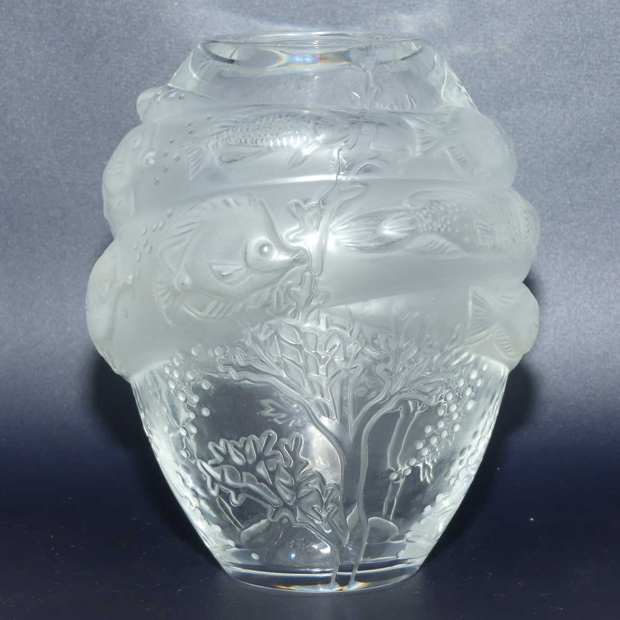 Lalique France Frosted Marina | Fish among Coral vase