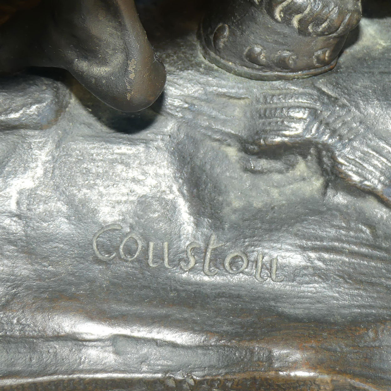 Late Victorian era Pair of very large Bronze Marly Horses on Black Slate bases