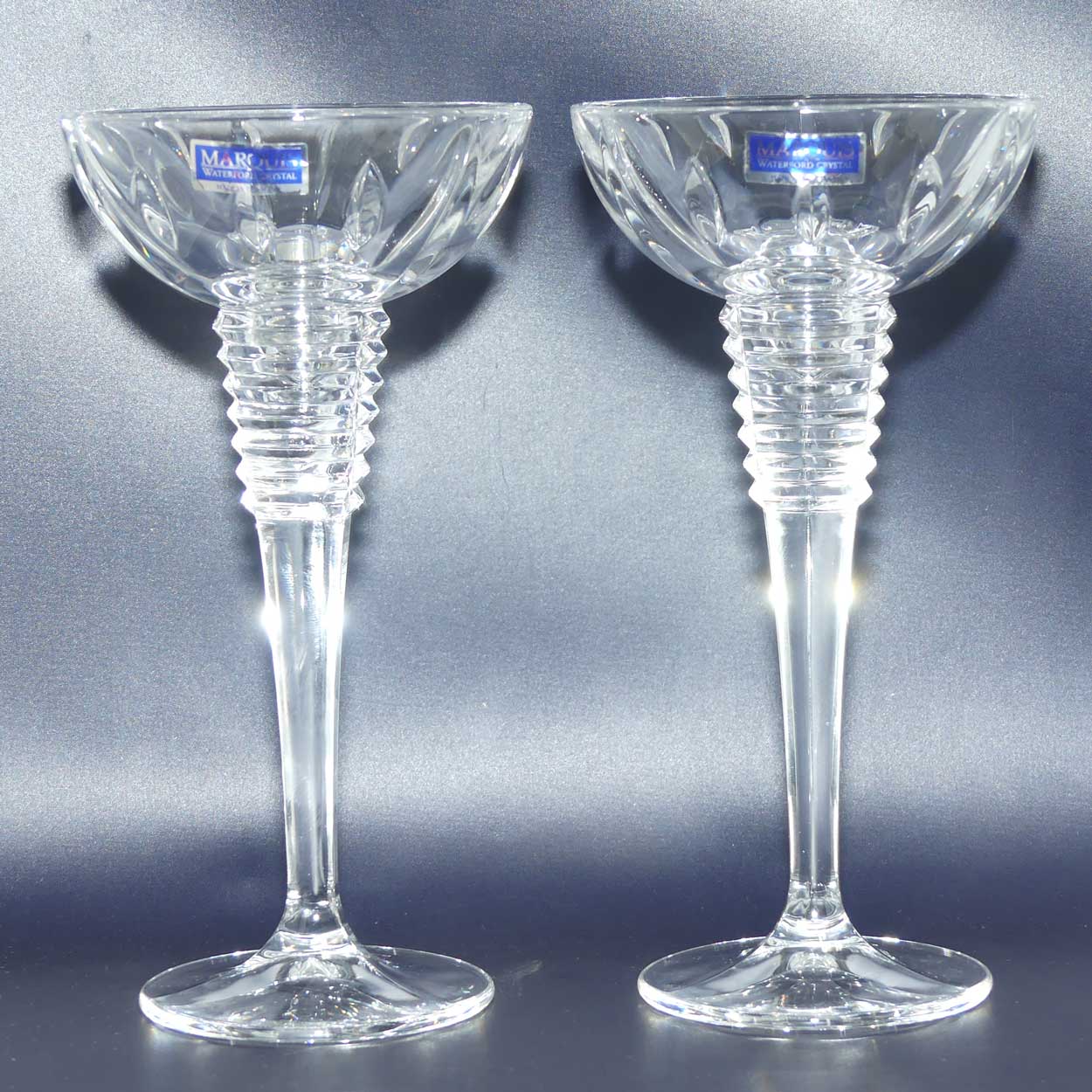 Waterford Crystal Marquis Series Gemini pattern Candleholders | Boxed 
