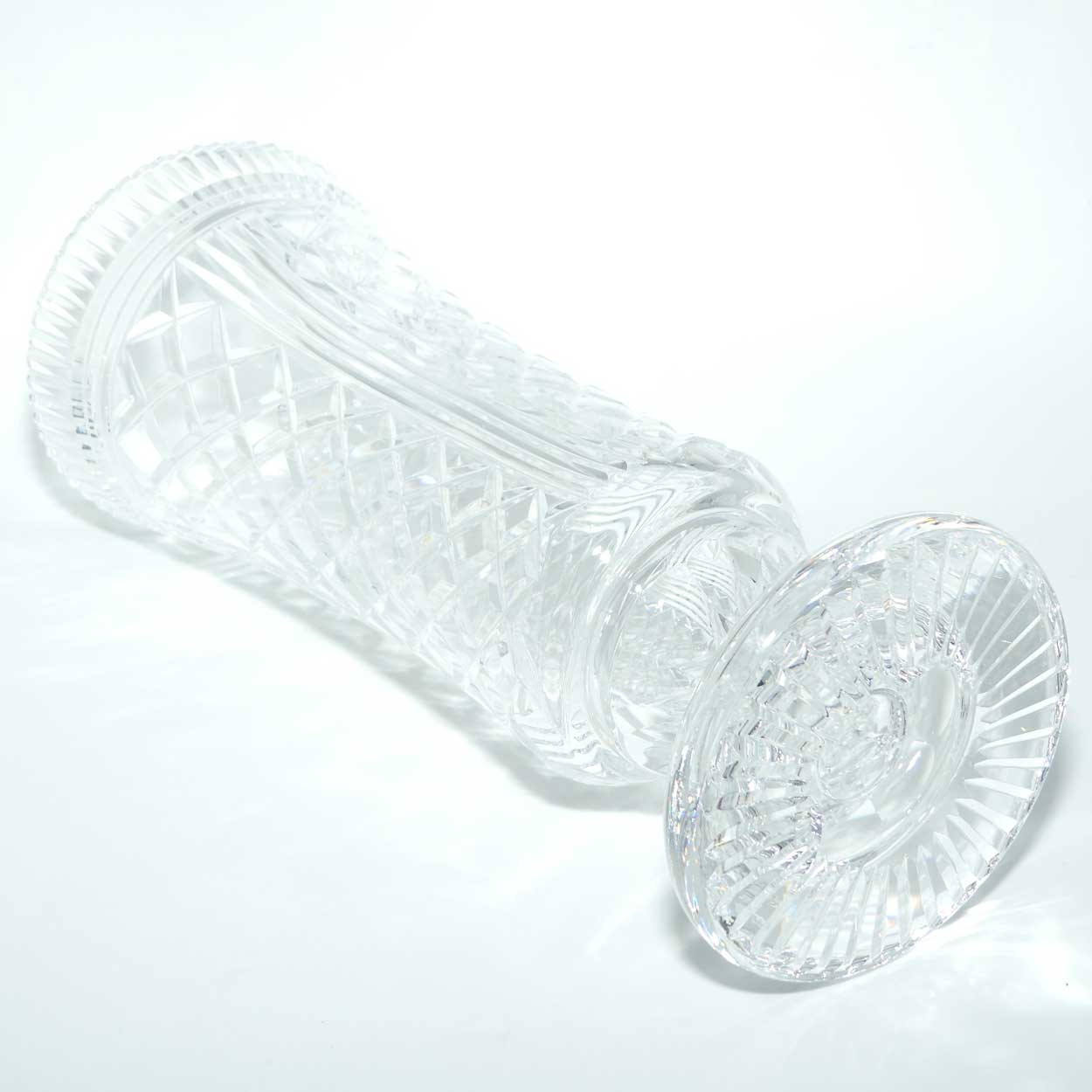 Waterford Crystal Master Cutter Diamond cut and Vertical Cut, Facetted rim vase on heavy base | 34.5cm tall