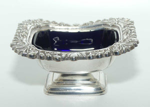 Silver Plated Master Salt cellar | Blue Glass Liner