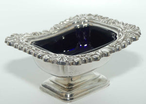 Silver Plated Master Salt cellar | Blue Glass Liner