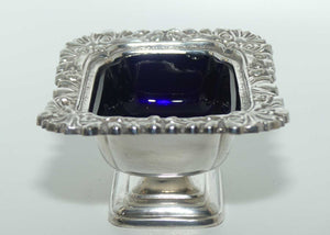 Silver Plated Master Salt cellar | Blue Glass Liner