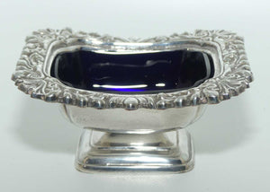 Silver Plated Master Salt cellar | Blue Glass Liner