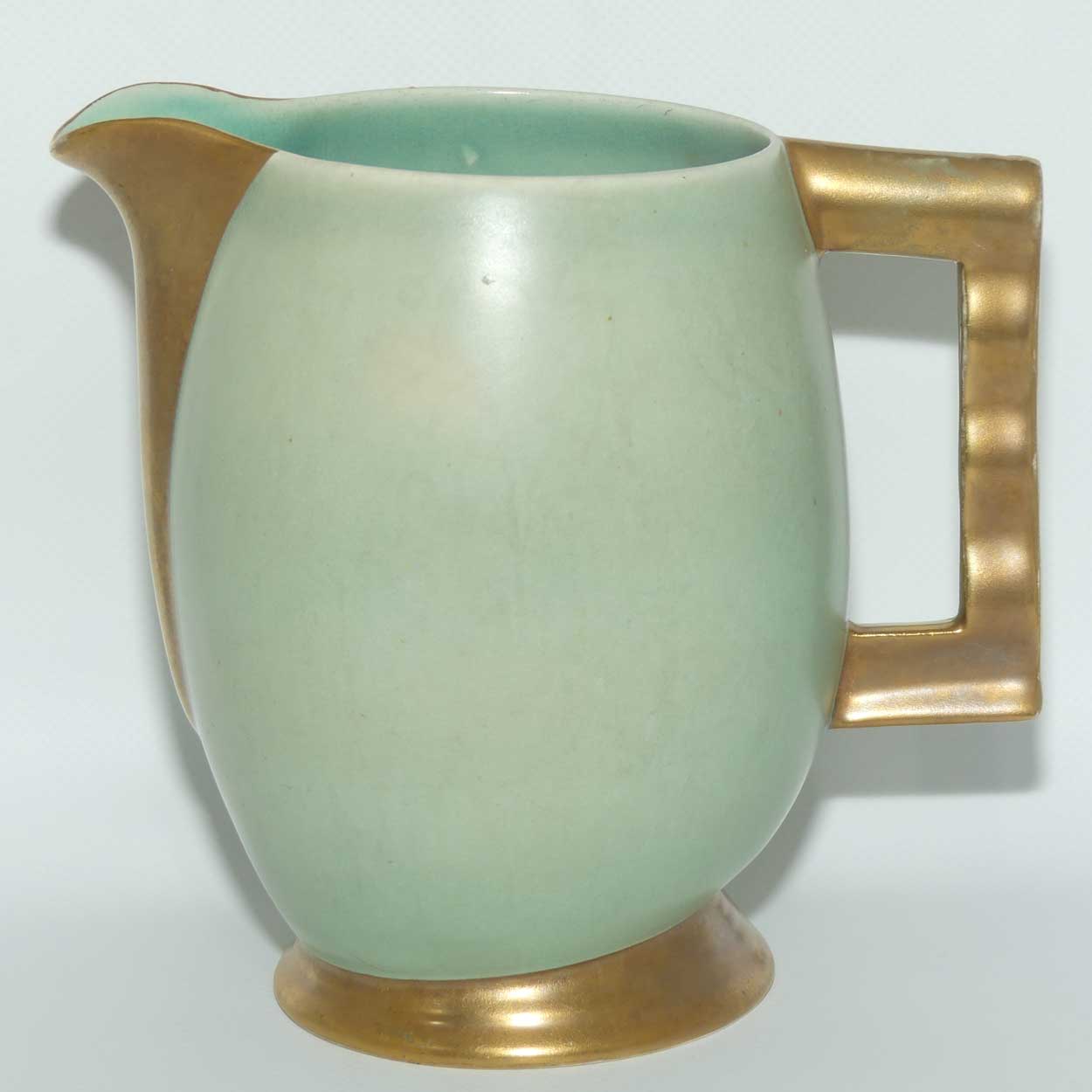 Carlton Ware Matt Jade colour wavy gilt handle jug | Shape 1347/2