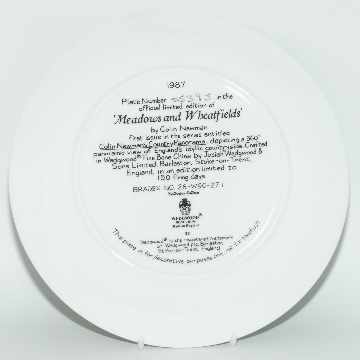 Wedgwood Colin Newman's Country Panorama plate #1 | Bradex 26 W90 27.1 | Meadow and Wheatfields