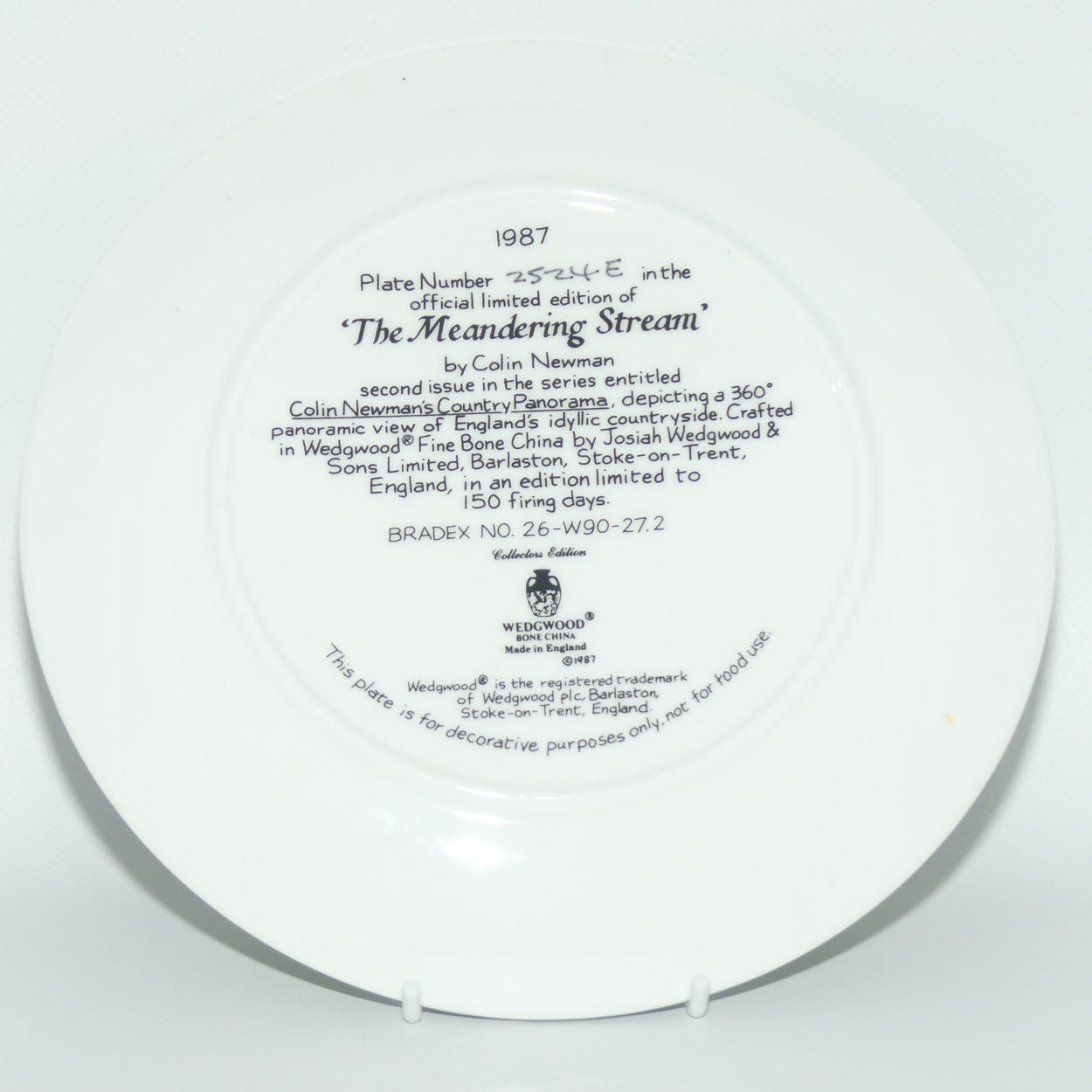 Wedgwood Colin Newman's Country Panorama plate #2 | Bradex 26 W90 27.2 | The Meandering Stream