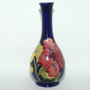 Walter Moorcroft Hibiscus on Blue Ground medium tall tapering vase | Shape 80