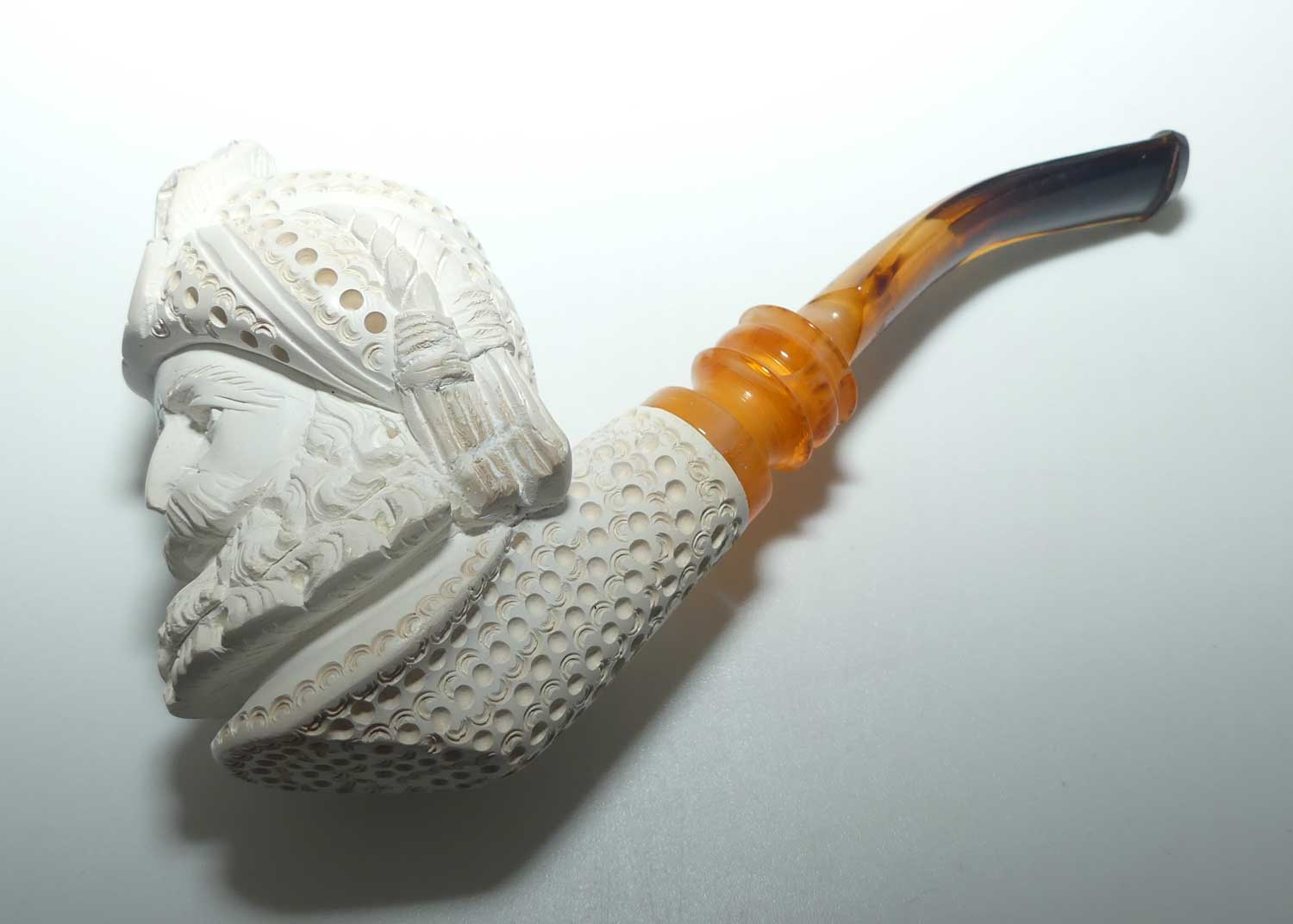 Vintage Meerschaum Pipe of Bearded Cavalier | original case