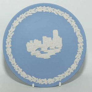 Wedgwood Jasper | Australian Capital Cities | White on Pale Blue | Melbourne plate | 16.5cm | box + Cert