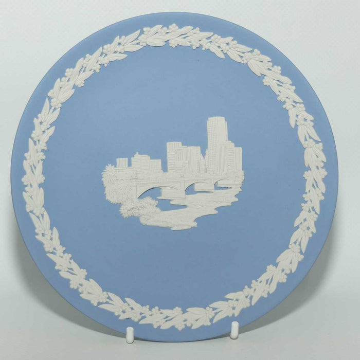 Wedgwood Jasper | Australian Capital Cities | White on Pale Blue | Melbourne plate | 16.5cm | box + Cert