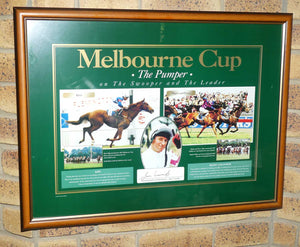 Melbourne Cup memorabilia print | signed by Jim Cassidy | The Pumper on the Swooper and the Leader