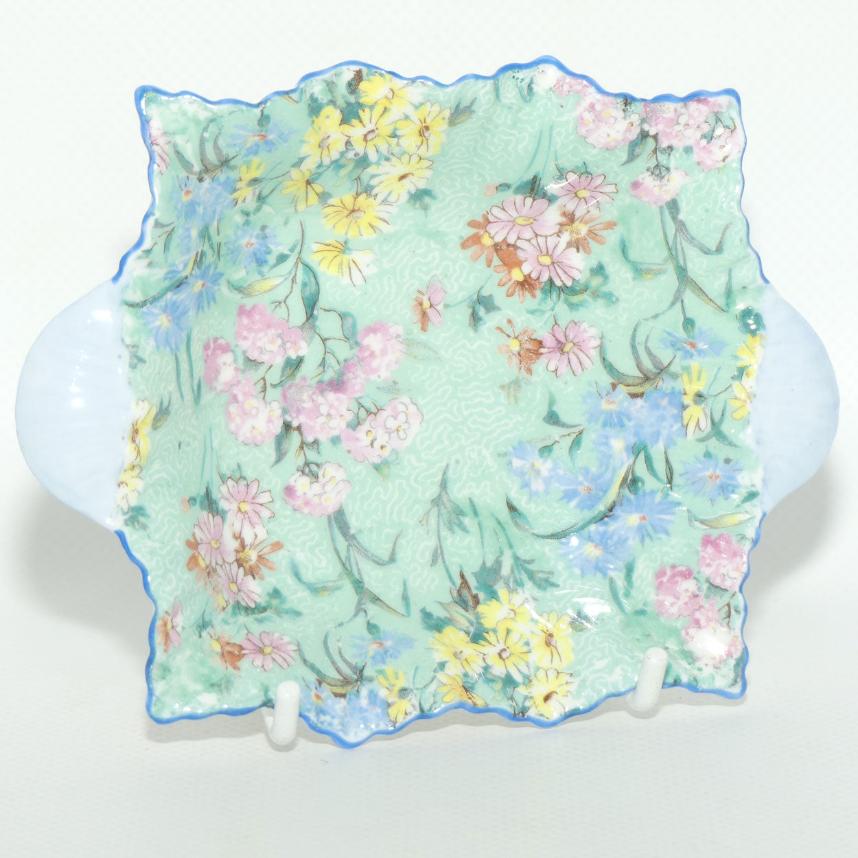 Shelley Melody Chintz tab handled pin dish | Blue trim