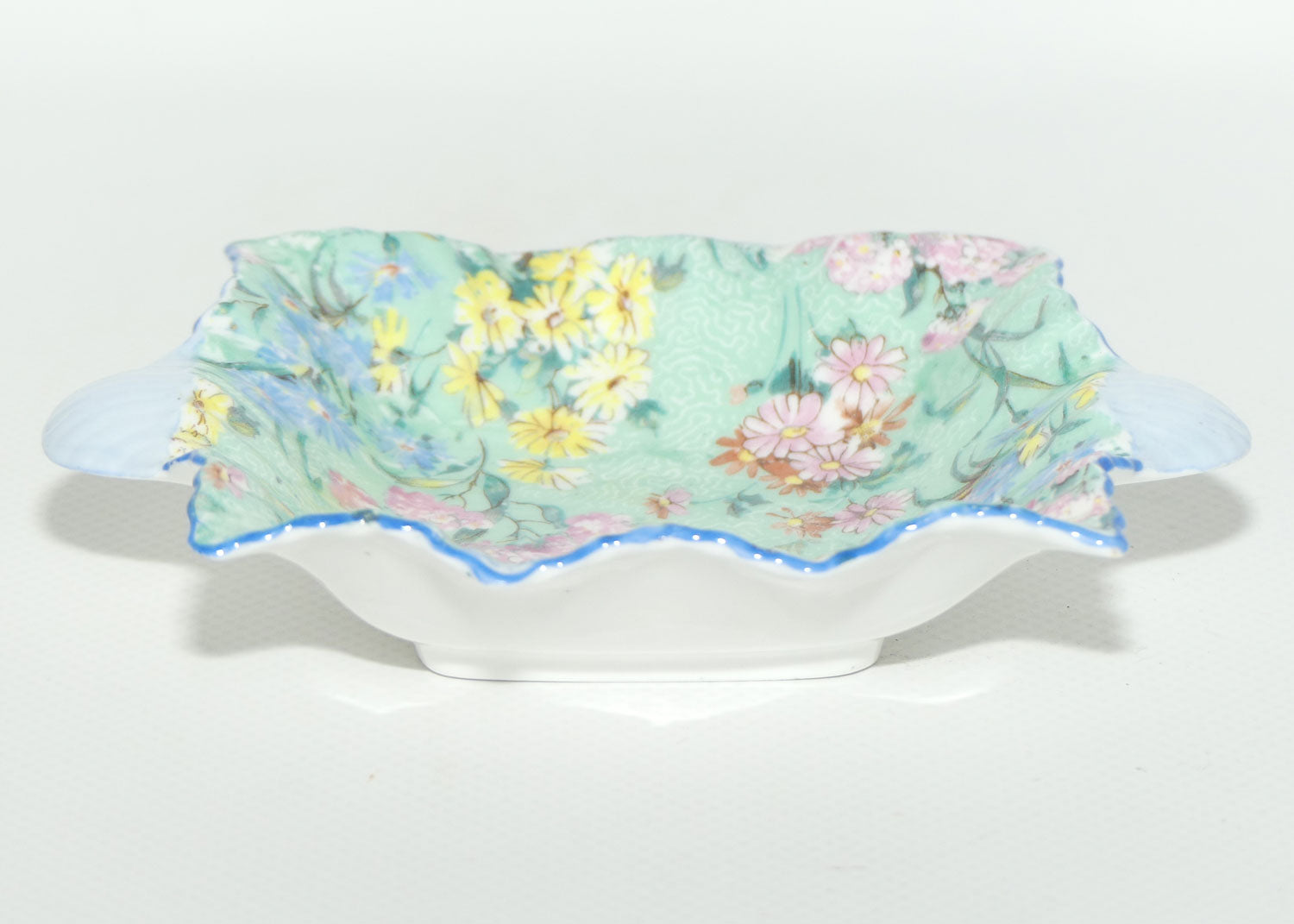 Shelley Melody Chintz tab handled pin dish | Blue trim