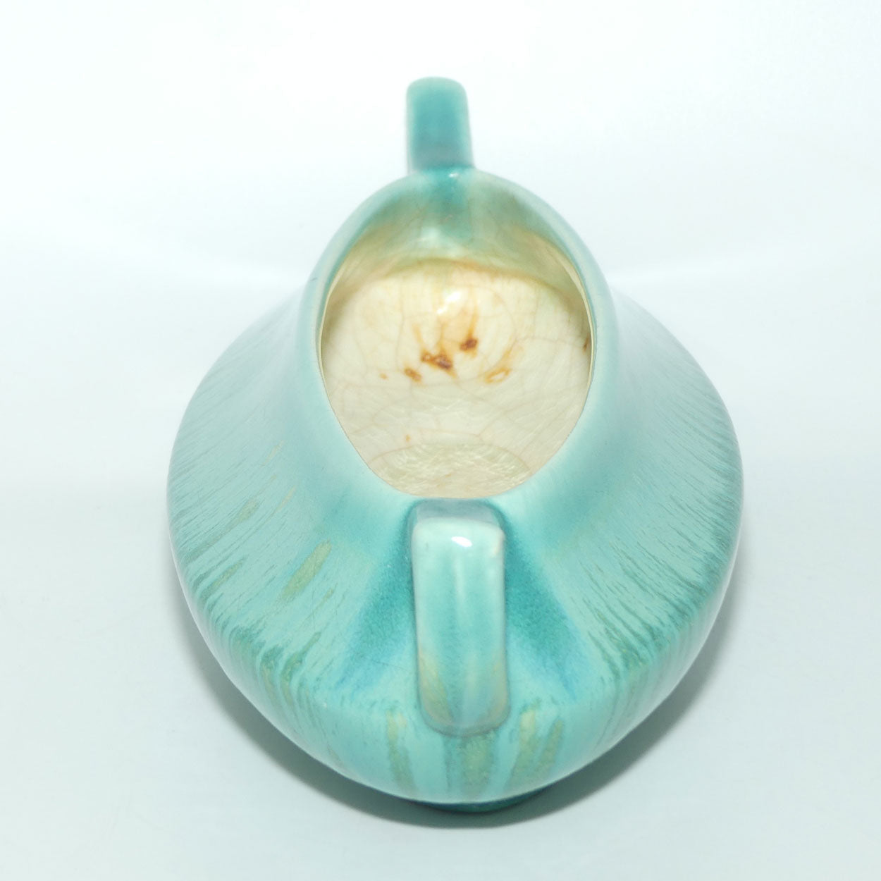 Australian Pottery | Melrose Ware twin handle Celadon drip glaze trough
