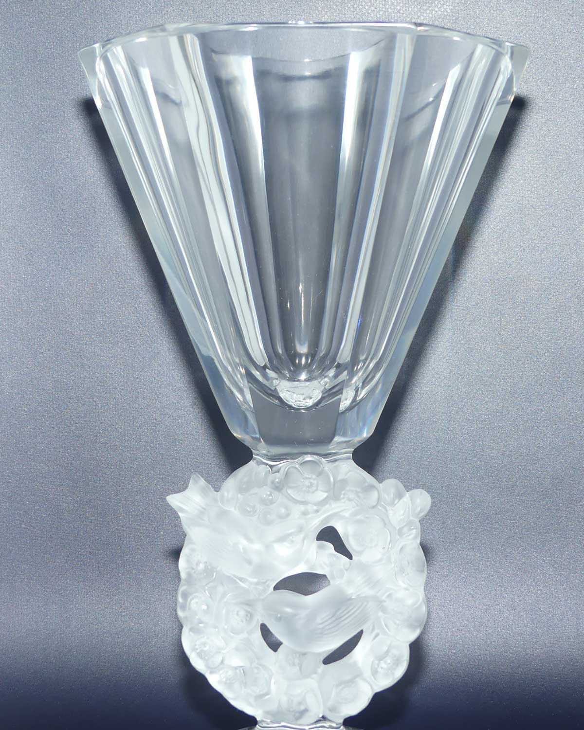 Lalique France Mesanges vase | Clear and Frosted Crystal