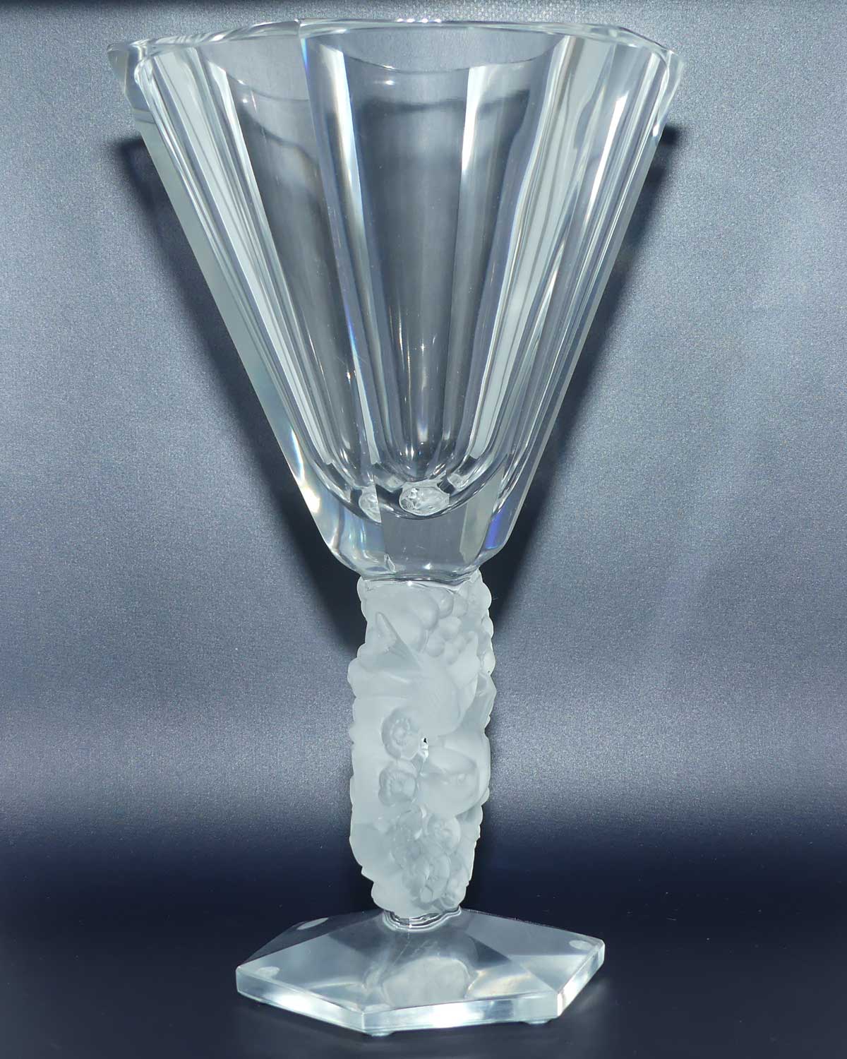 Lalique France Mesanges vase | Clear and Frosted Crystal