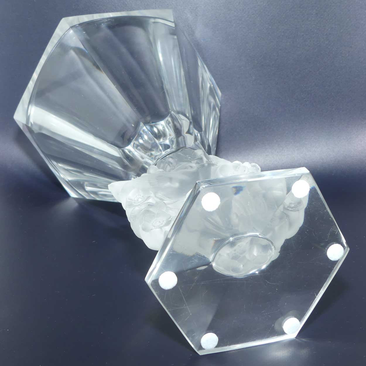 Lalique France Mesanges vase | Clear and Frosted Crystal
