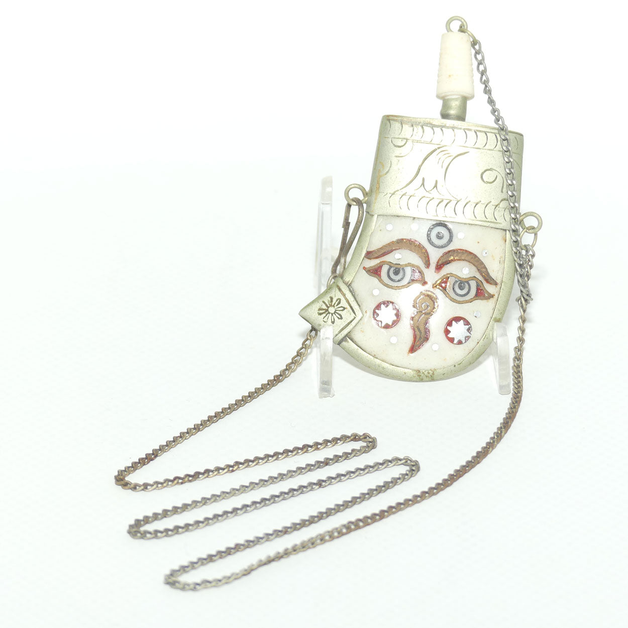 Tibetan Snuff bottle | Tooth Shaped Bottle set with Decorative Face