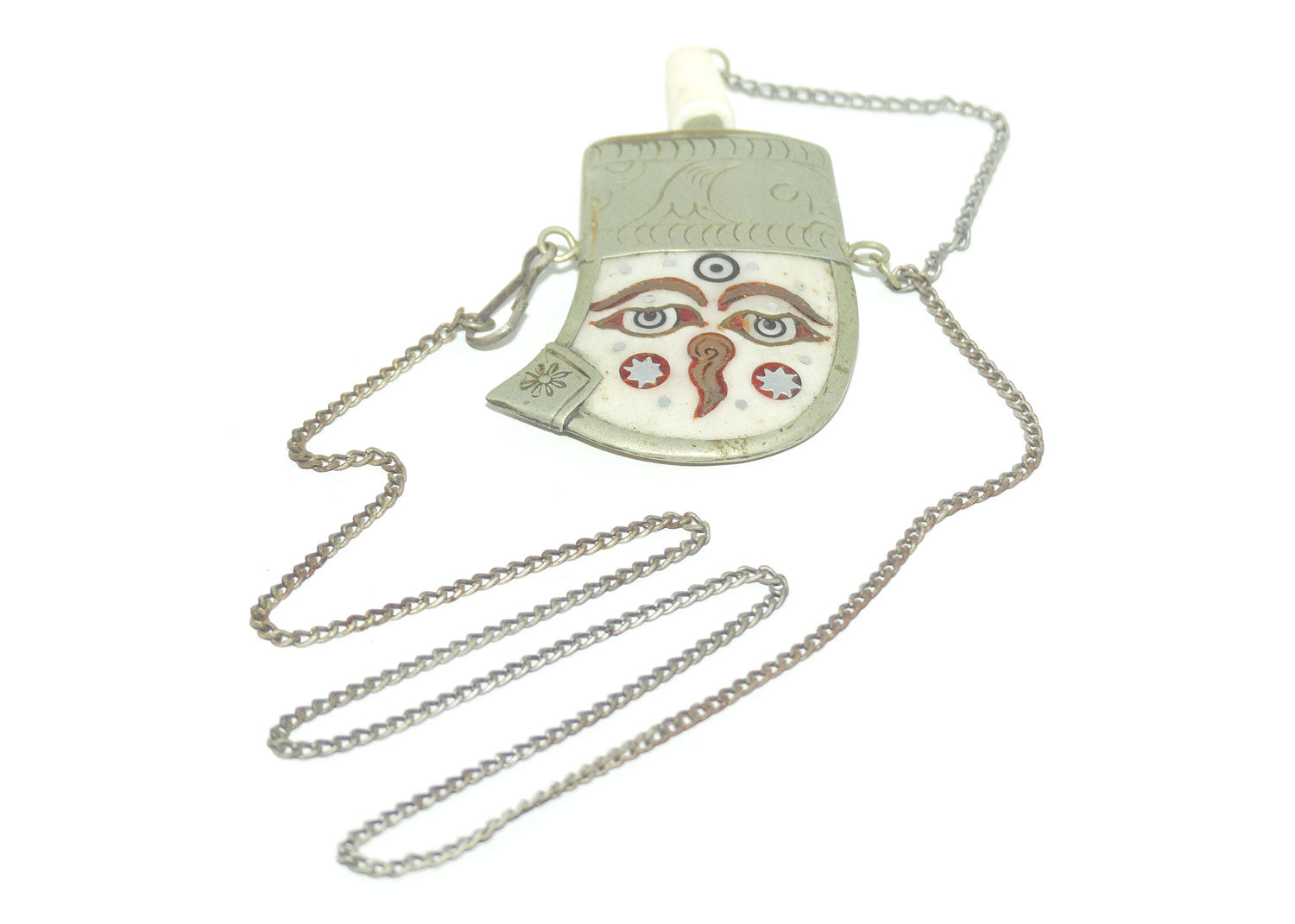 Tibetan Snuff bottle | Tooth Shaped Bottle set with Decorative Face