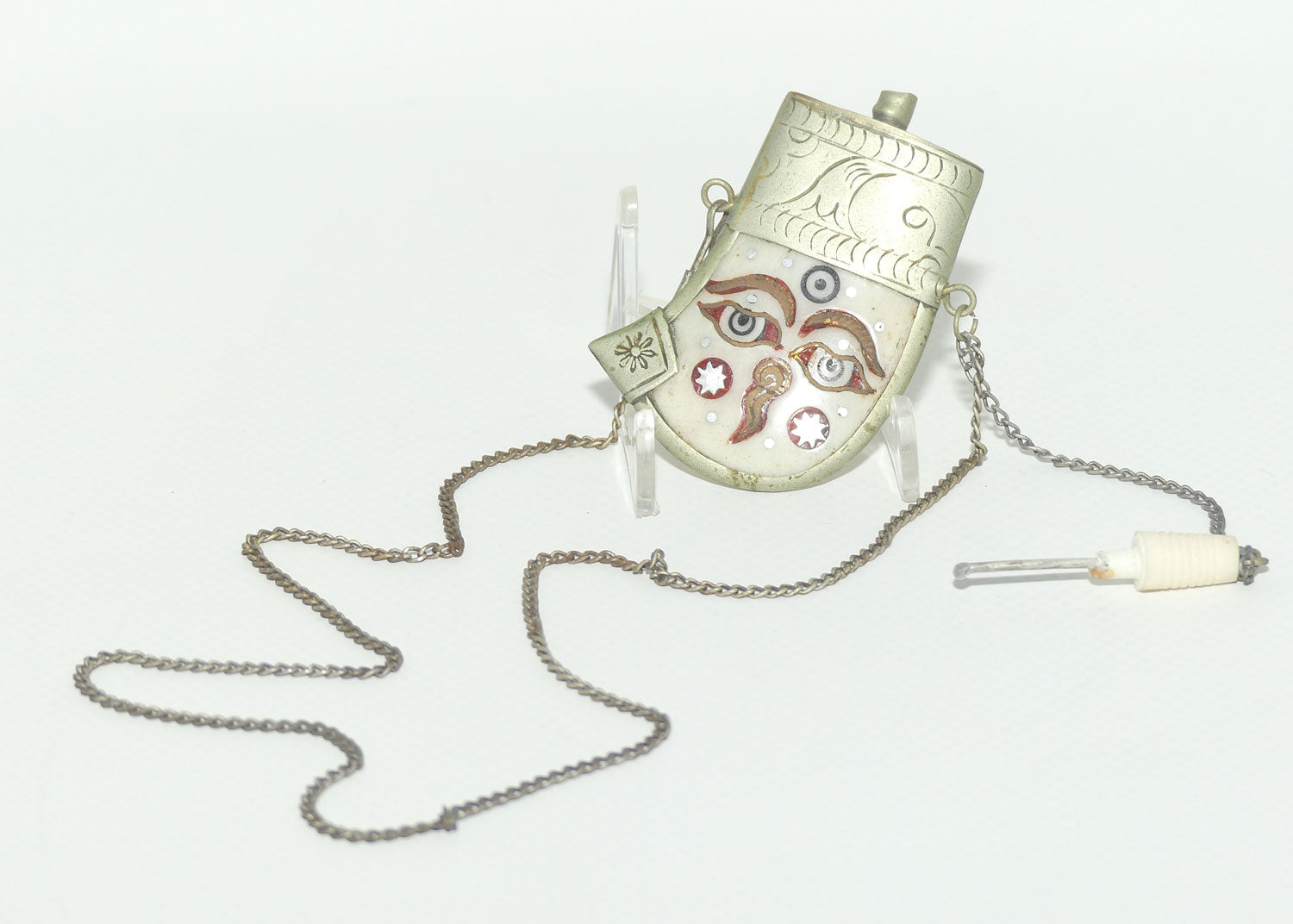Tibetan Snuff bottle | Tooth Shaped Bottle set with Decorative Face