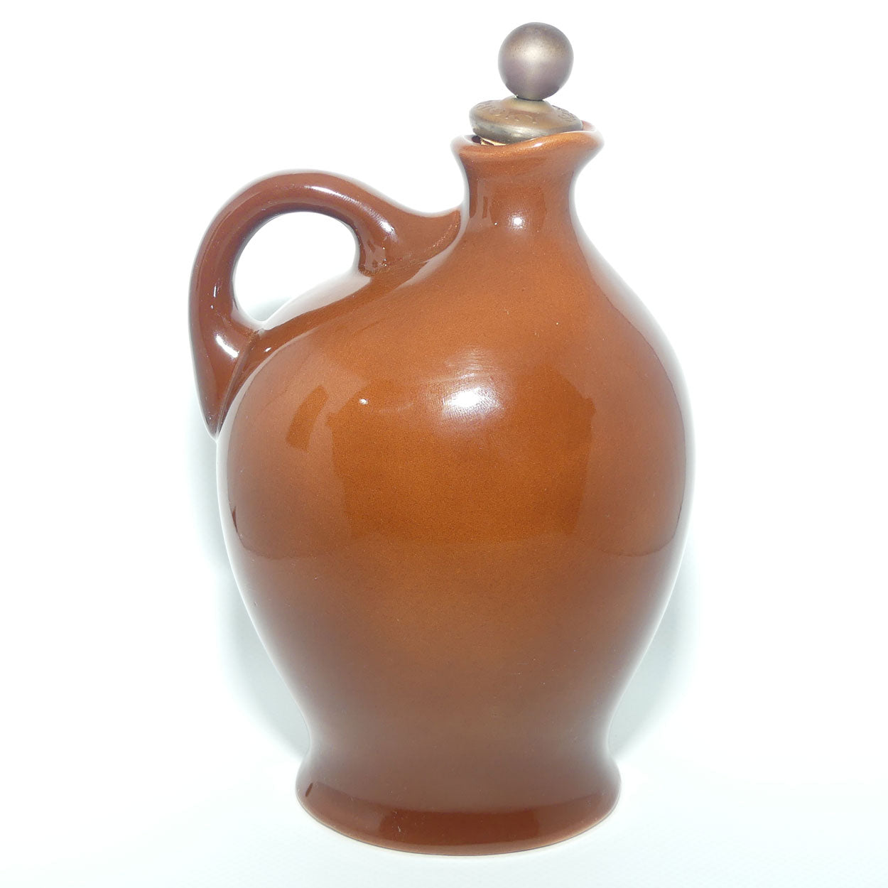 Royal Doulton Aerographed Brown Dickens Mr Micawber flask + Stopper | Micawber The Ever Expectant