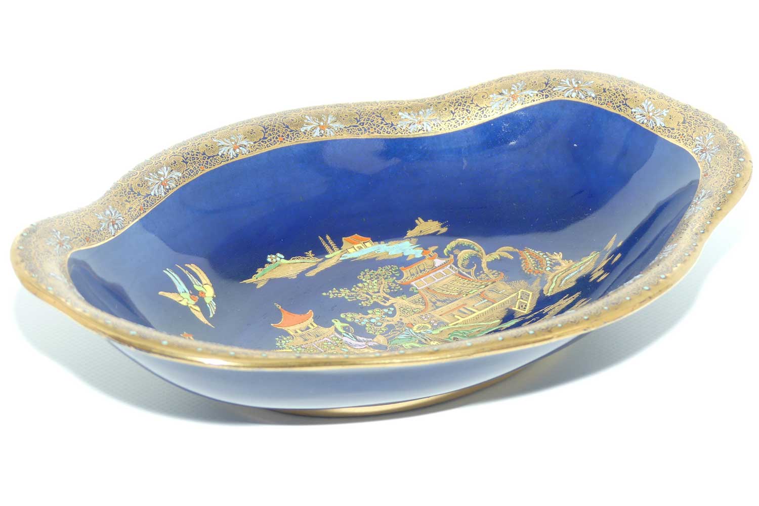 Carlton Ware oval bowl |  Mikado pattern with exceptional gilt border | 28cm wide
