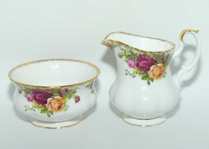 Royal Albert Bone China England Old Country Roses milk jug and sugar bowl | tea size | © 1962 Royal Albert Ltd backstamp