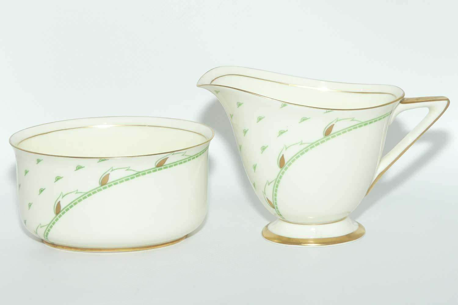 Royal Doulton Yvonne pattern milk jug and sugar bowl | Art Deco | V1653