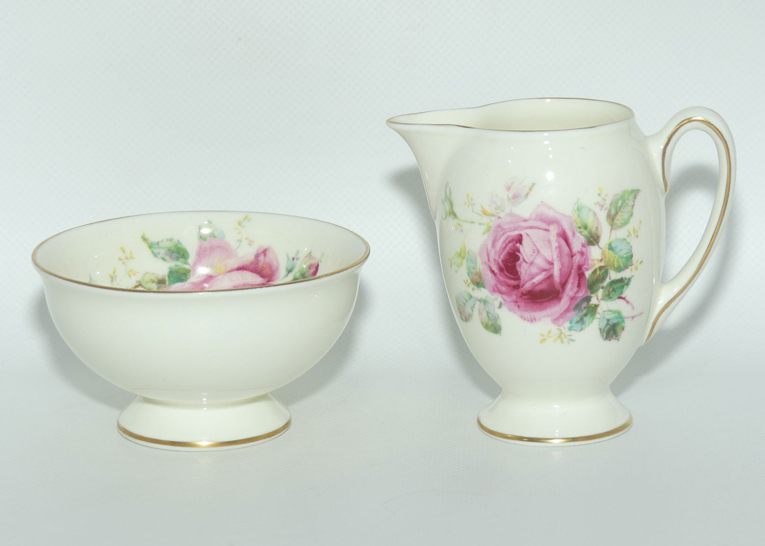 Royal Doulton June Roses milk and sugar | Both on Footed Base