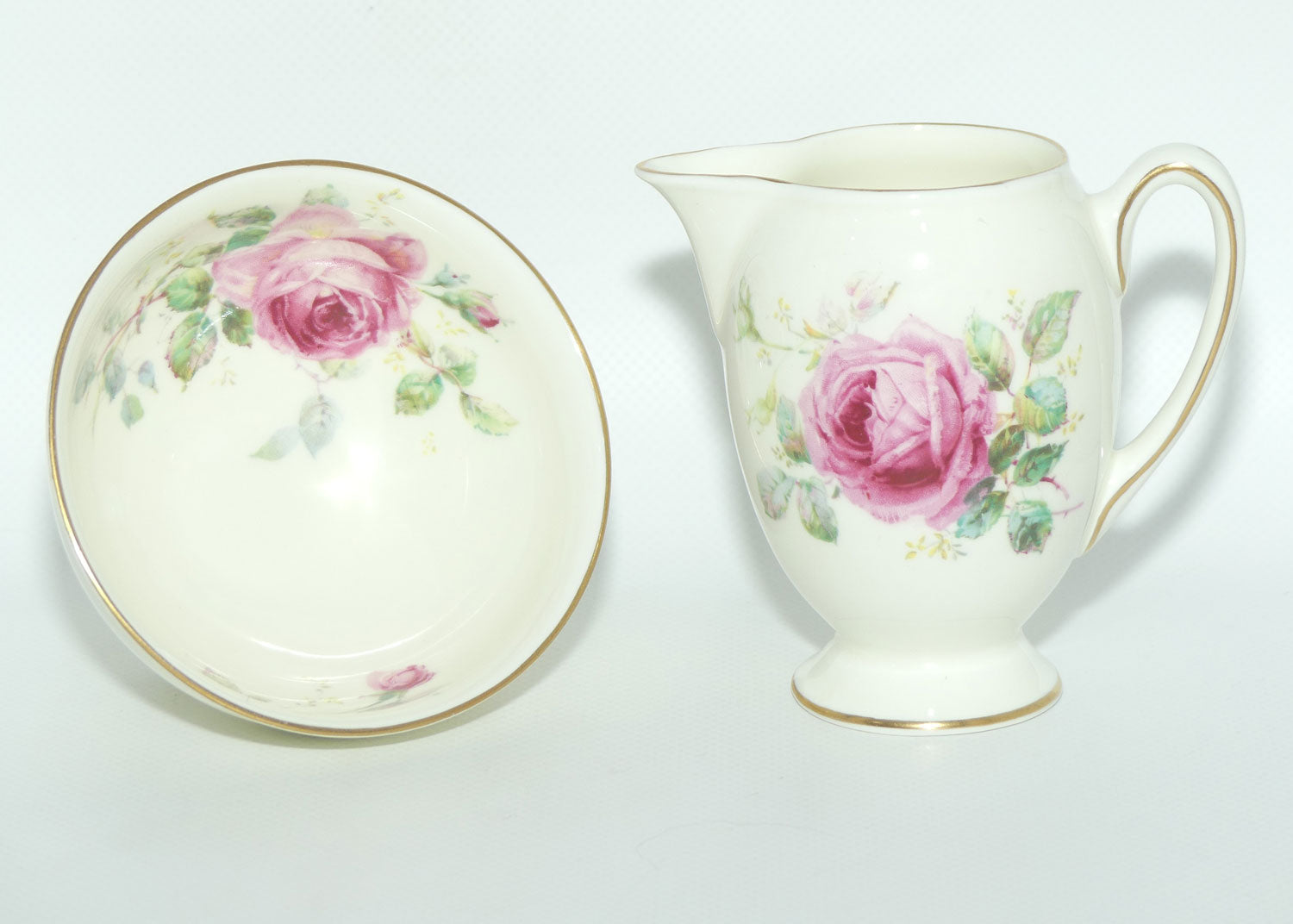 Royal Doulton June Roses milk and sugar | Both on Footed Base