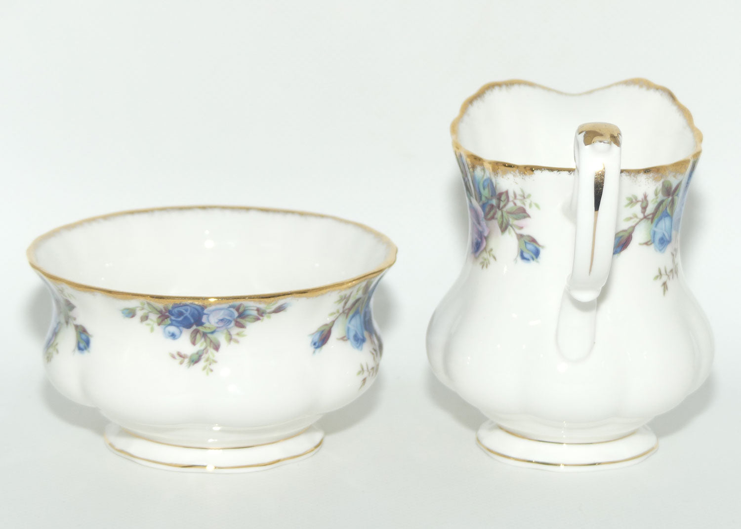 Royal Albert Bone China England Moonlight Rose milk jug and sugar bowl | Tea size | UK made